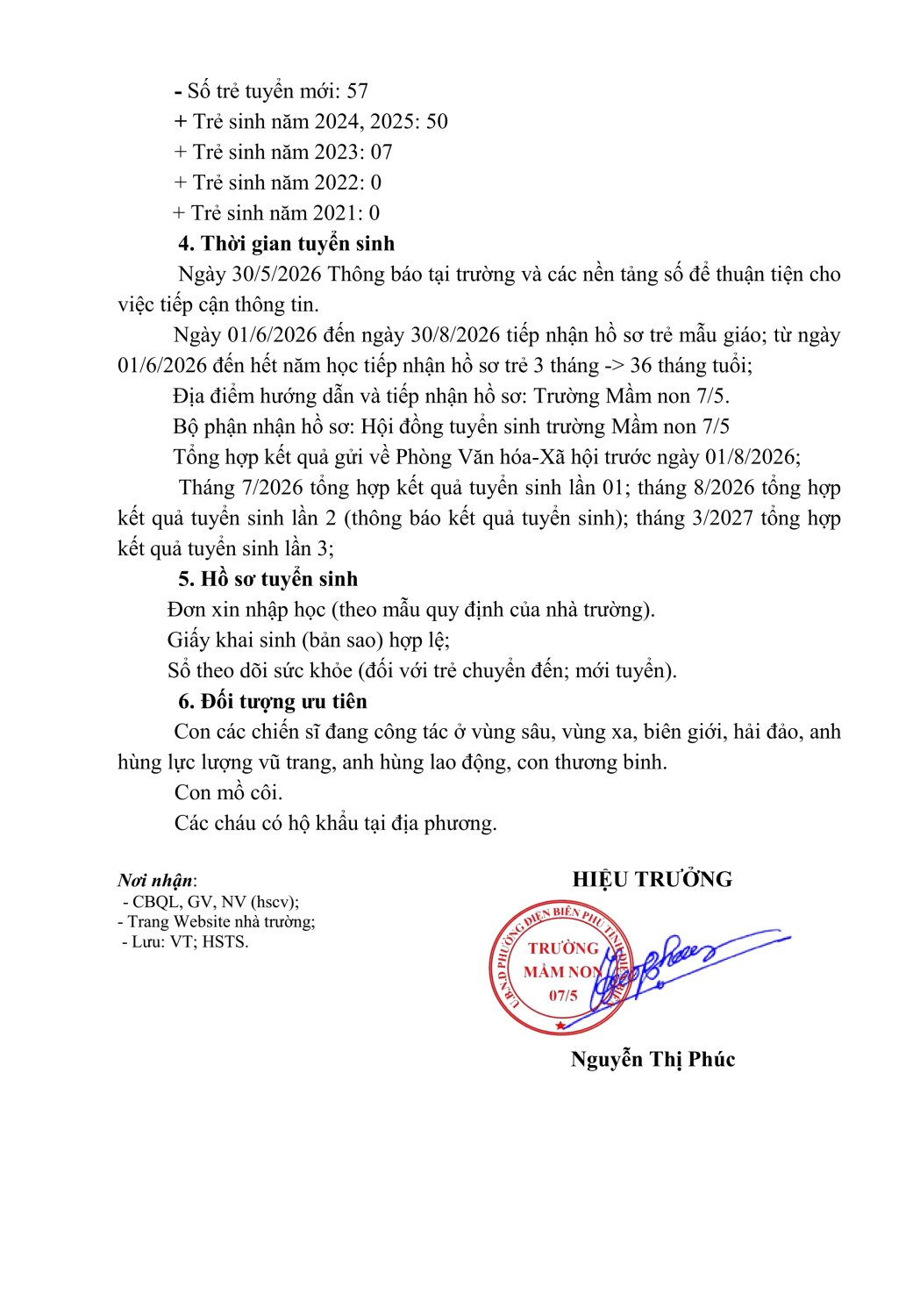 Ảnh 3/3 – KẾ HOẠCH TUYỂN SINH NĂM HỌC 2026- 2027