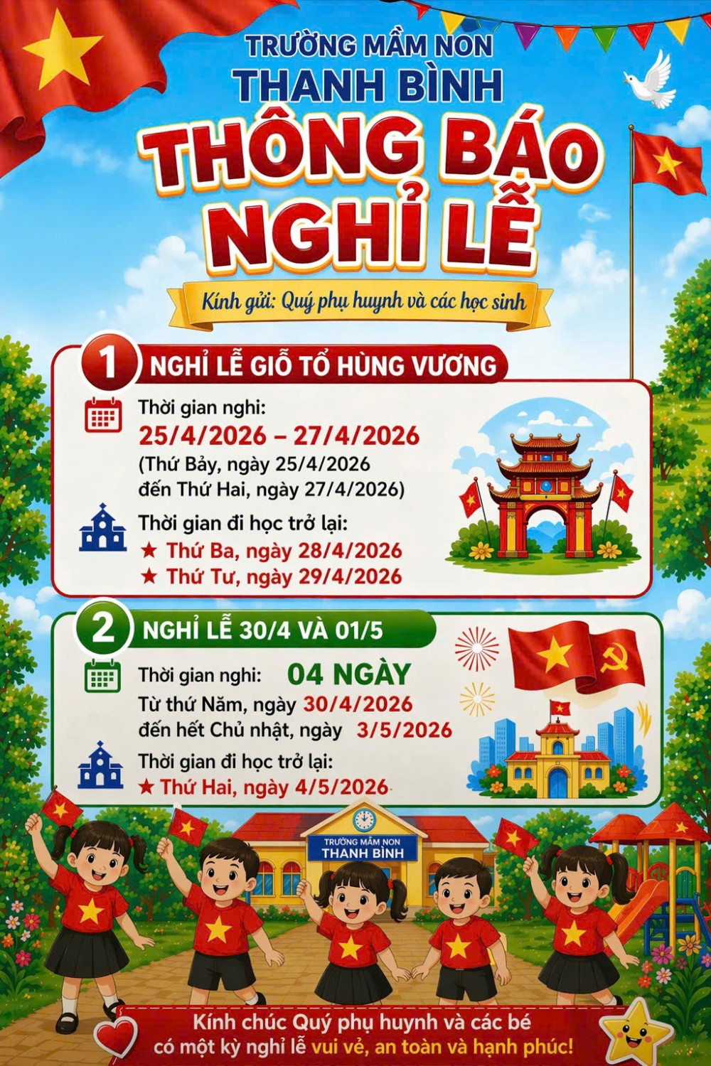 thông báo nghỉ lễ